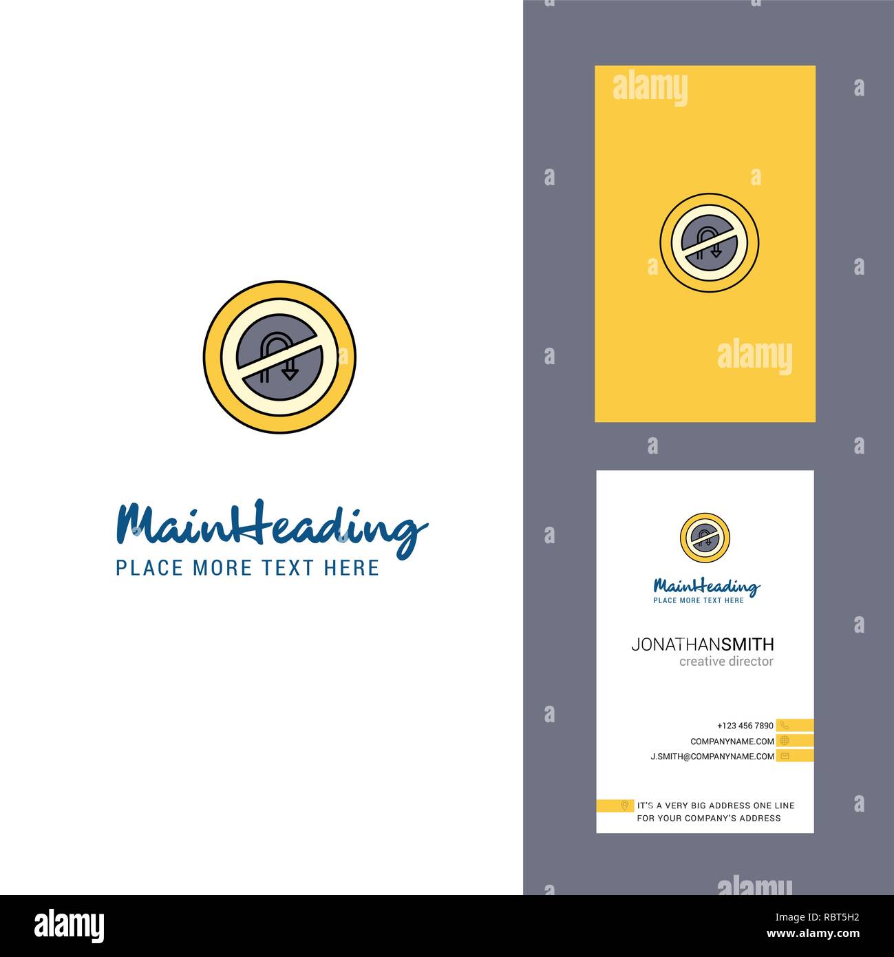 No U Turn Road Sign Creative Logo And Business Card Vertical