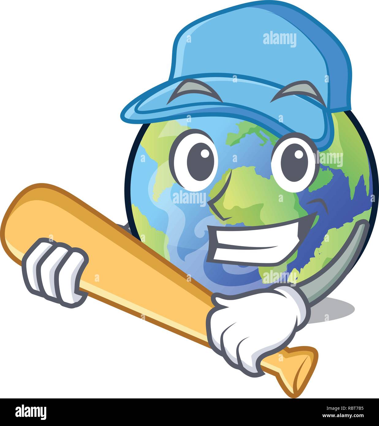 Playing baseball earth in the shape on character Stock Vector Image & Art Alamy