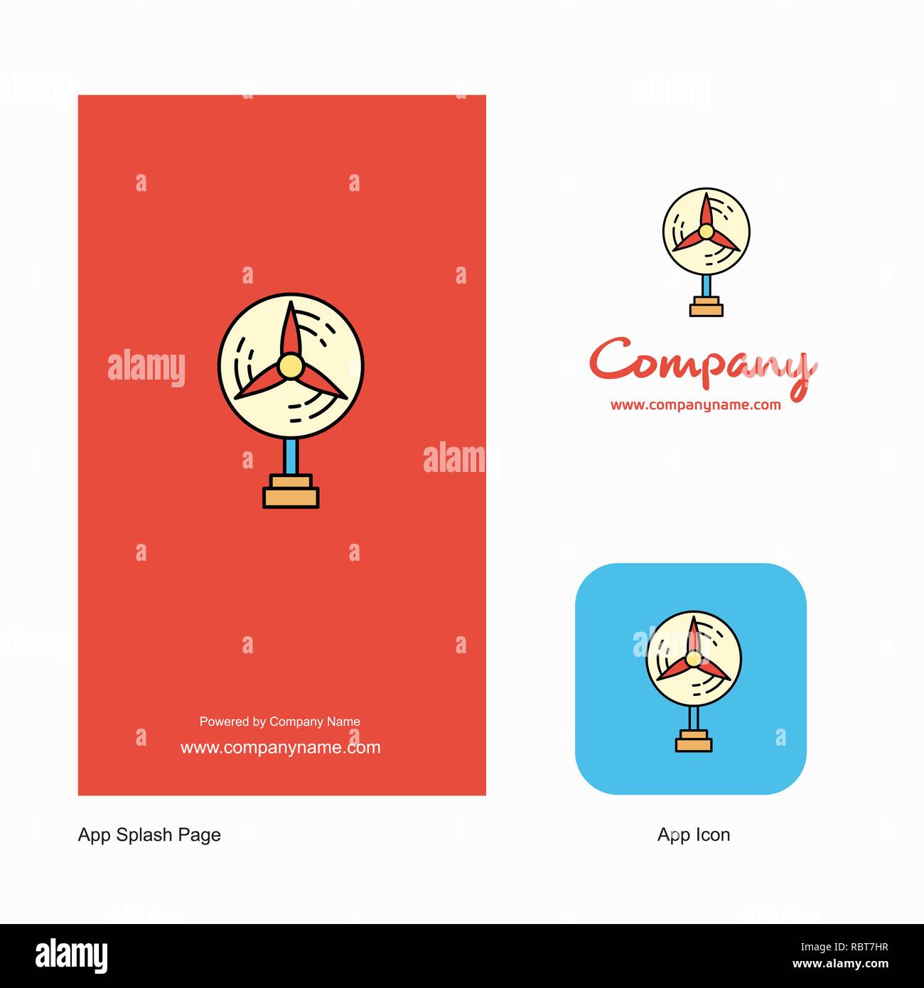 Fan Company Logo App Icon and Splash Page Design. Creative Business App
