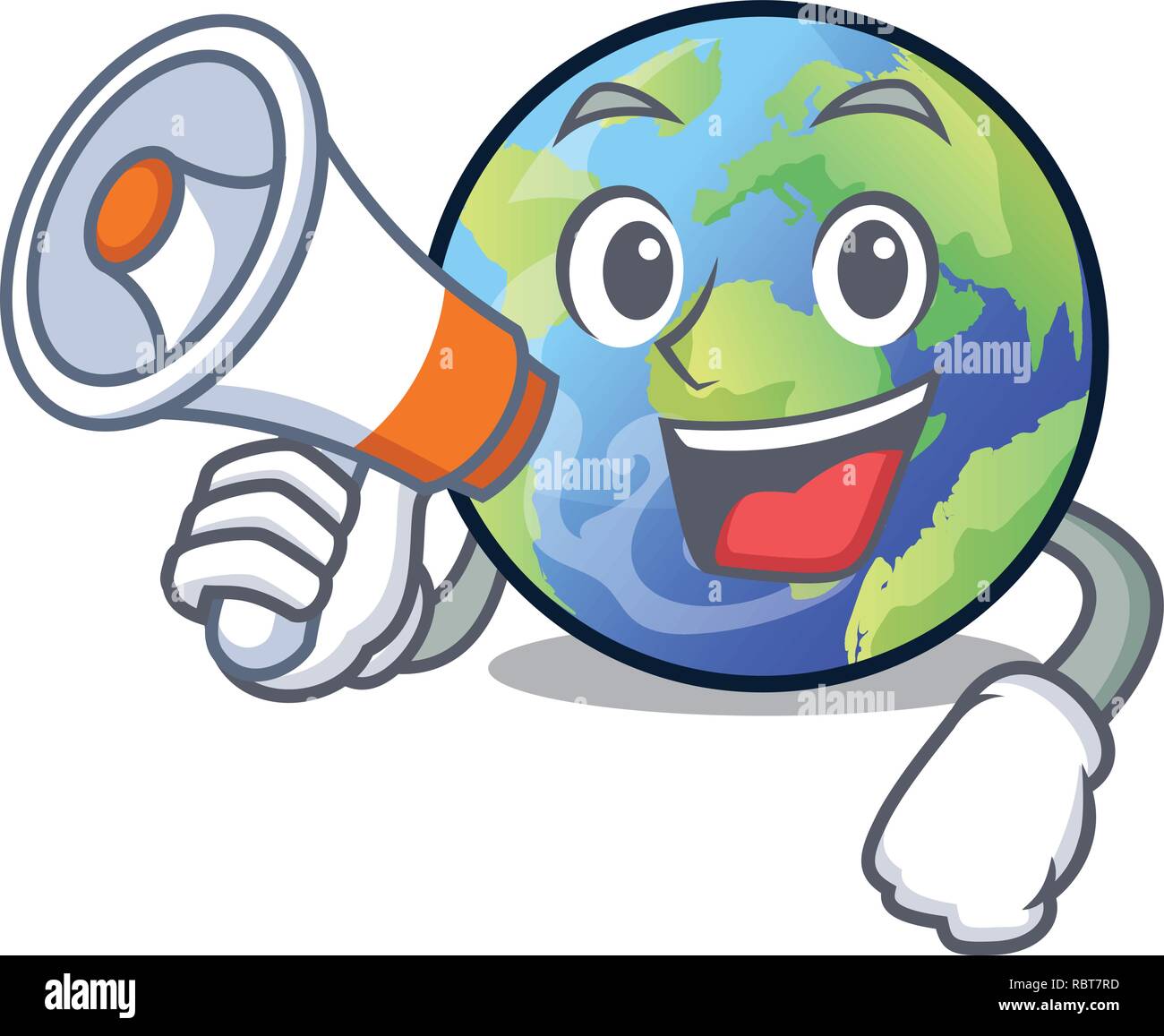 With megaphone earth in the shape on character Stock Vector