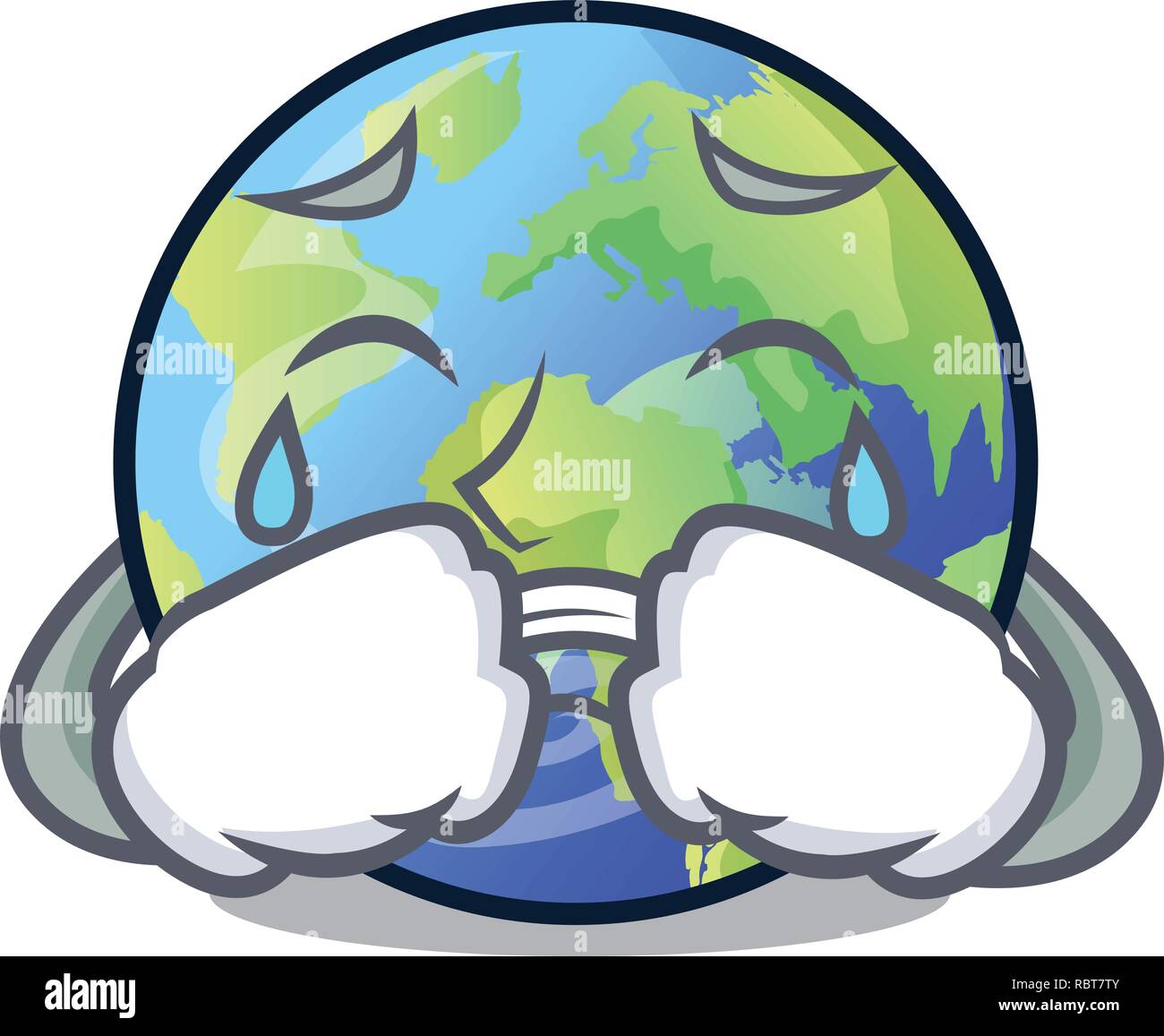 Crying picture of the cartoon langait earth Stock Vector