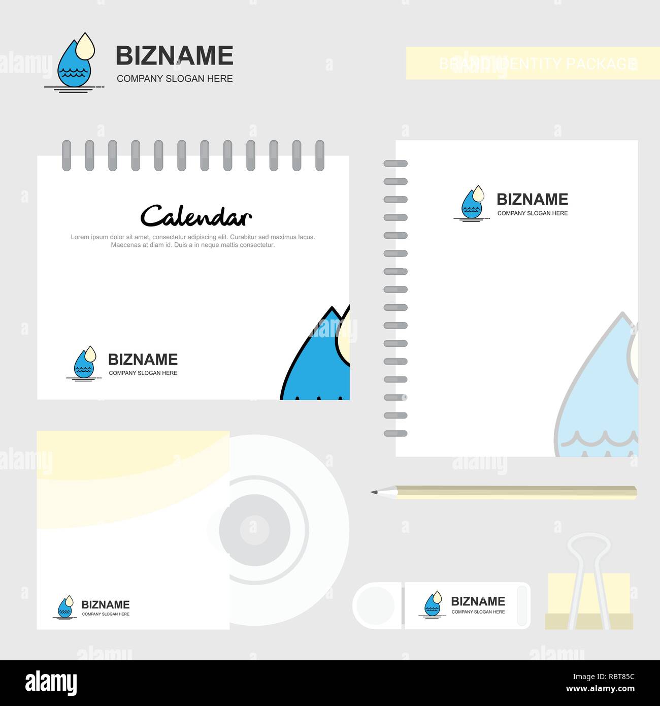 Water Drop Logo Calendar Template Cd Cover Diary And Usb Brand Stationary Package Design Vector Template Stock Vector Image Art Alamy