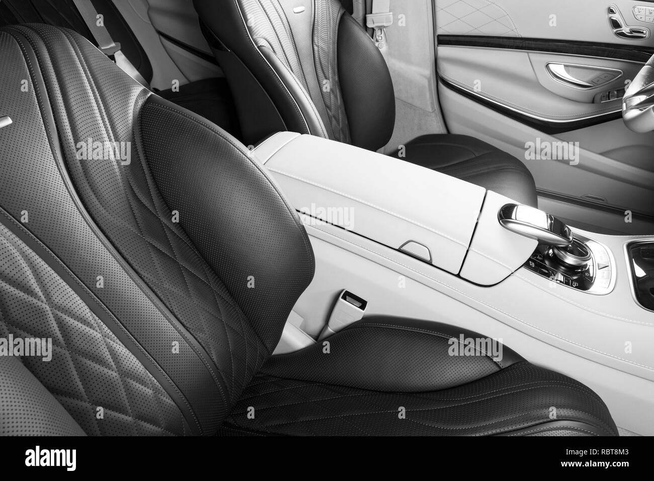 Modern Luxury car inside. Interior of prestige modern car. Comfortable