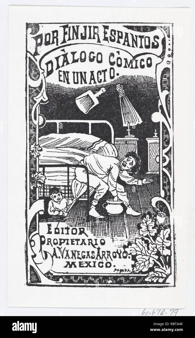 A man sitting on a bed being poked with a broom by someone under the