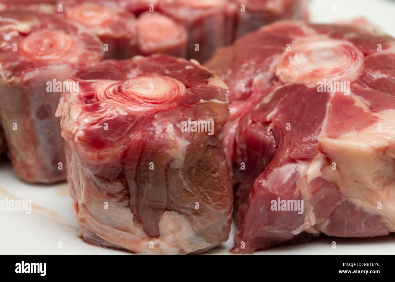 Raw oxtail meat Stock Photo
