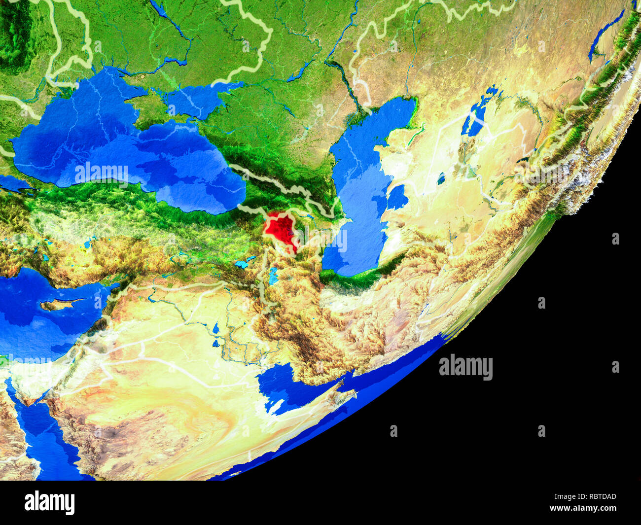 Armenia on planet Earth with country borders and highly detailed planet ...