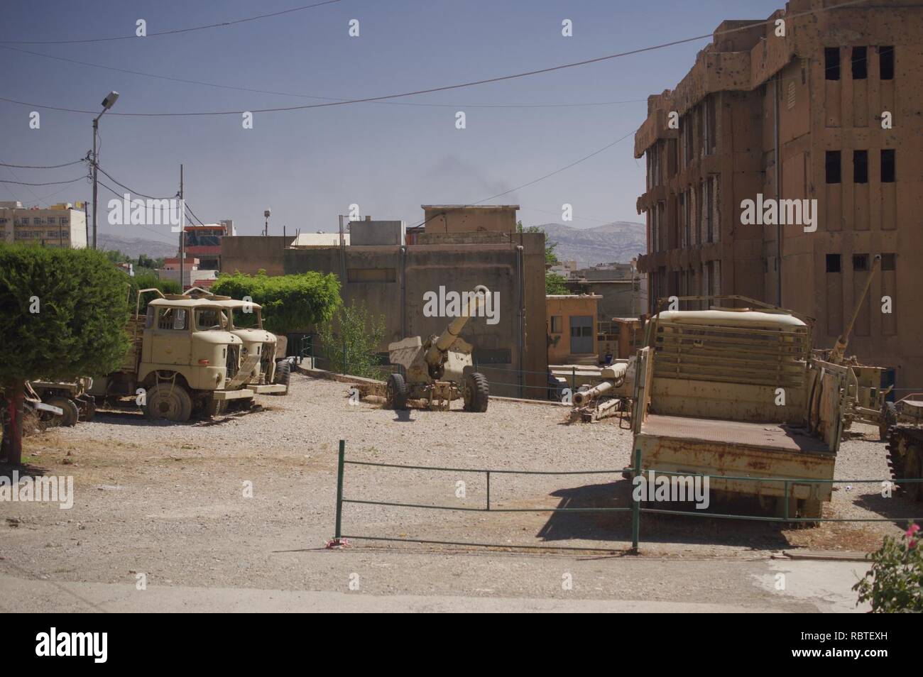 'Amna Suraka' (Red Security Building) in Sulaymaniyah 01. Stock Photo