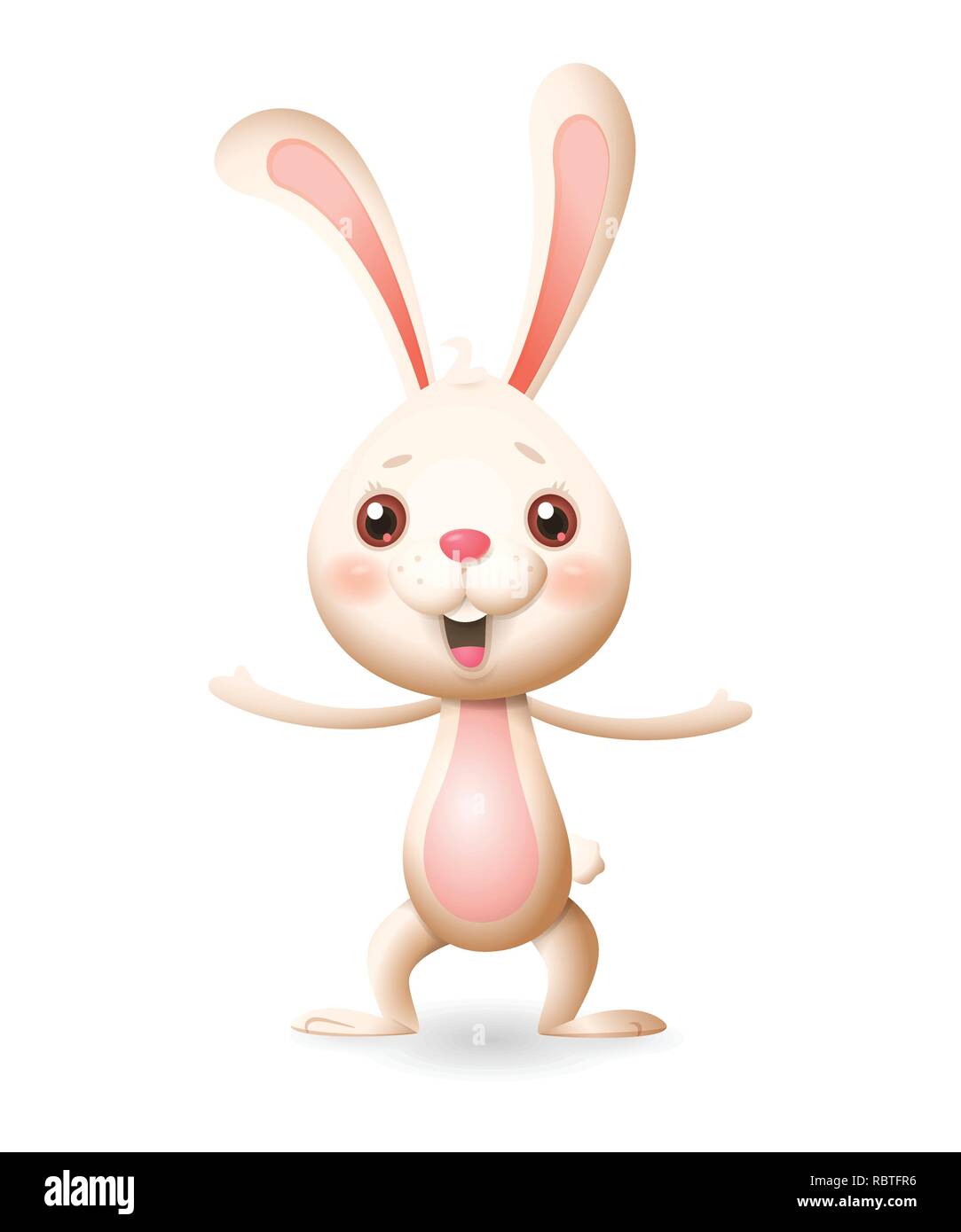 Cute happy little Easter Bunny - vector illustration isolated on white ...