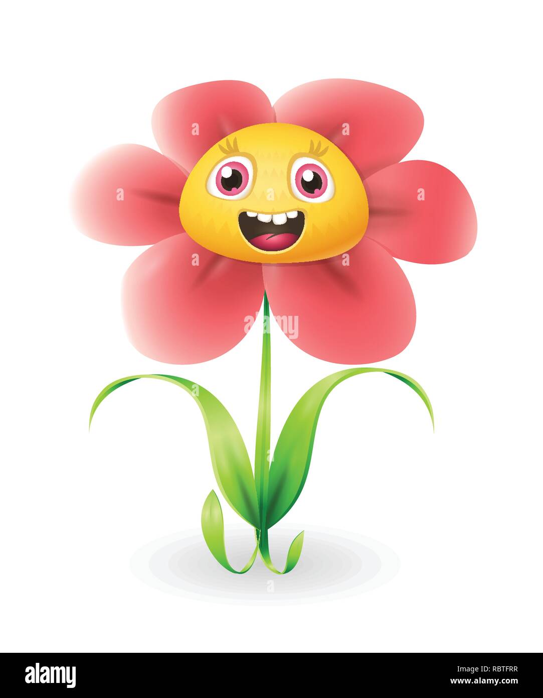 Cute flower character - vector illustration isolated on white ...