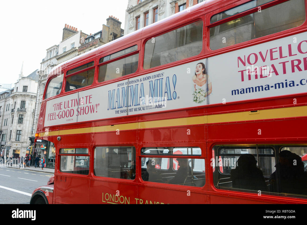 A No 15 Heritage Routemaster bus on Fleet Street, London, UK Stock Photo