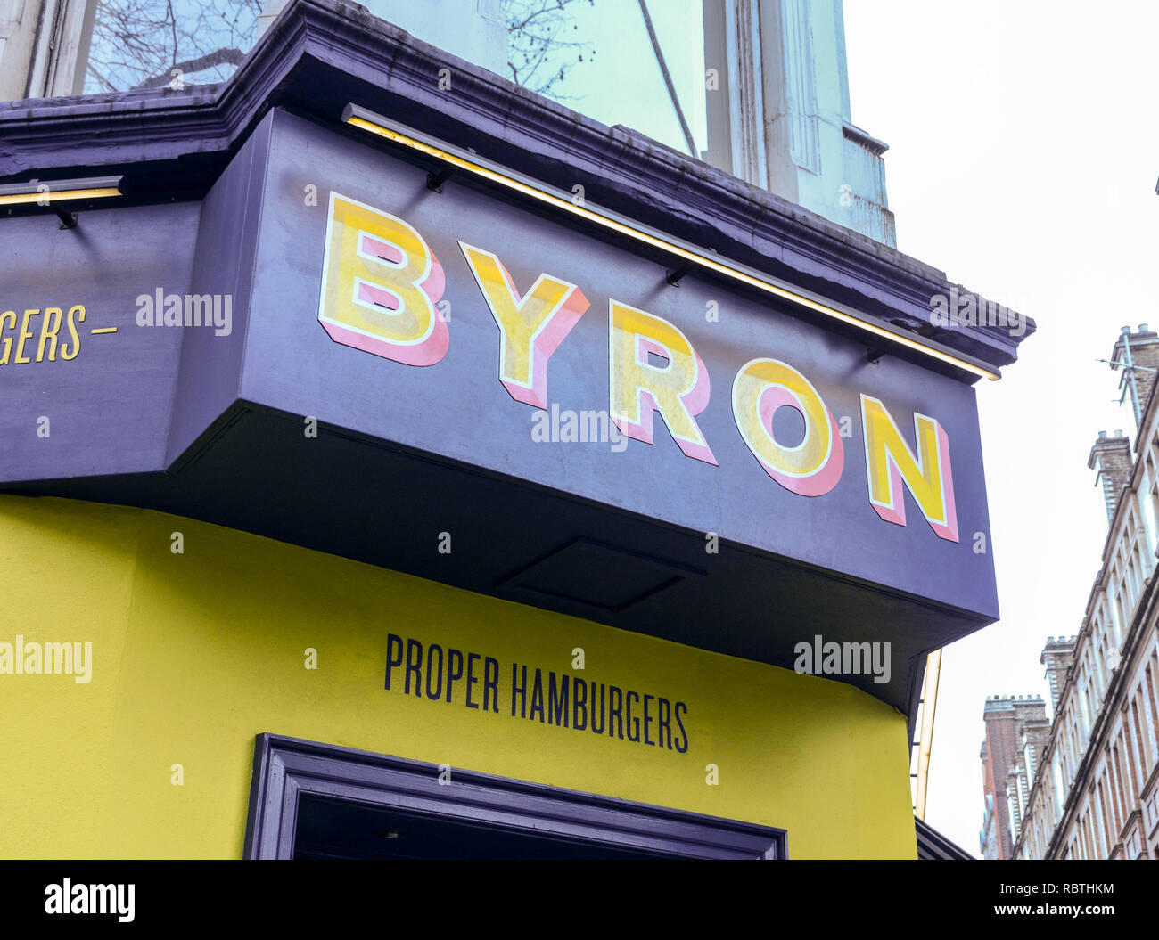 Byron Leicester Square, Charing Cross Road, London, WC2, UK Stock Photo