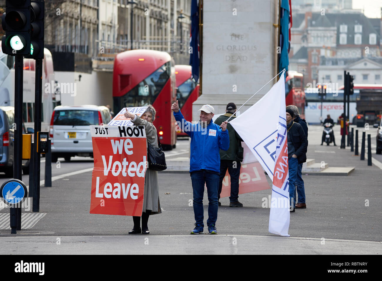 London, UK. 11th Jan, 2019. Leave supporters campaign in Westminster days before a crucial vote in Parliament. Credit: Kevin J. Frost/Alamy Live News Stock Photo