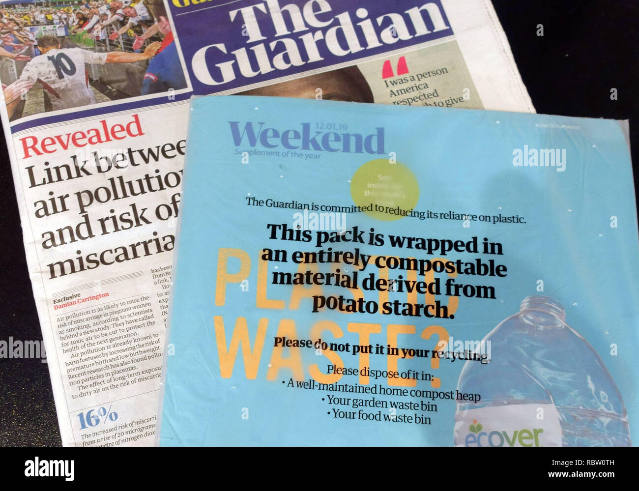 London, UK. 12th Jan, 2019. The Guardian newspaper in UK replaces non