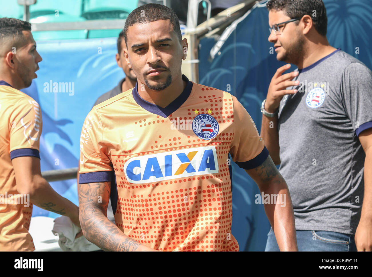 Salvador, Brazil. 12th Jan, 2019. Gregore, a player from Bahia, during a training session held on Saturday (12) at the Fonte Nova Arena in Salvador, Bahia. Credit: Tiago Caldas/FotoArena/Alamy Live News Stock Photo