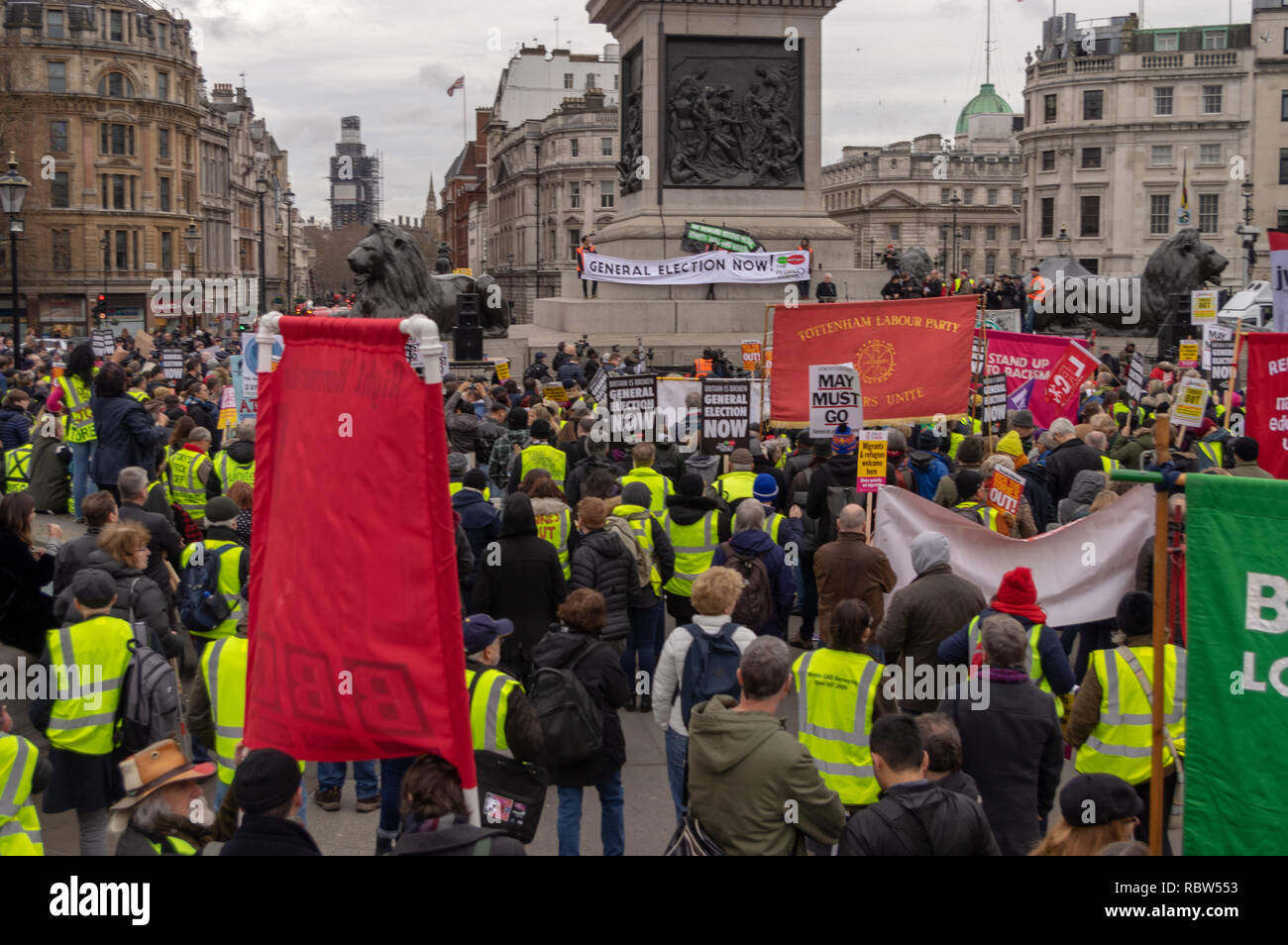 yellow vest protest london Stock Photo