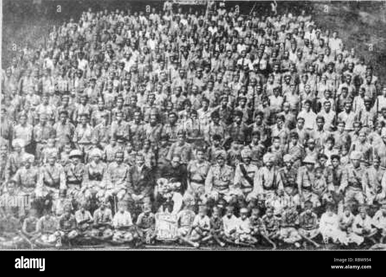 A group photograph of the soldiers of the 'Samata Sainik Dal' (Social Equality Army). Dr. Babasaheb Ambedkar seen the middle of second line. Stock Photo