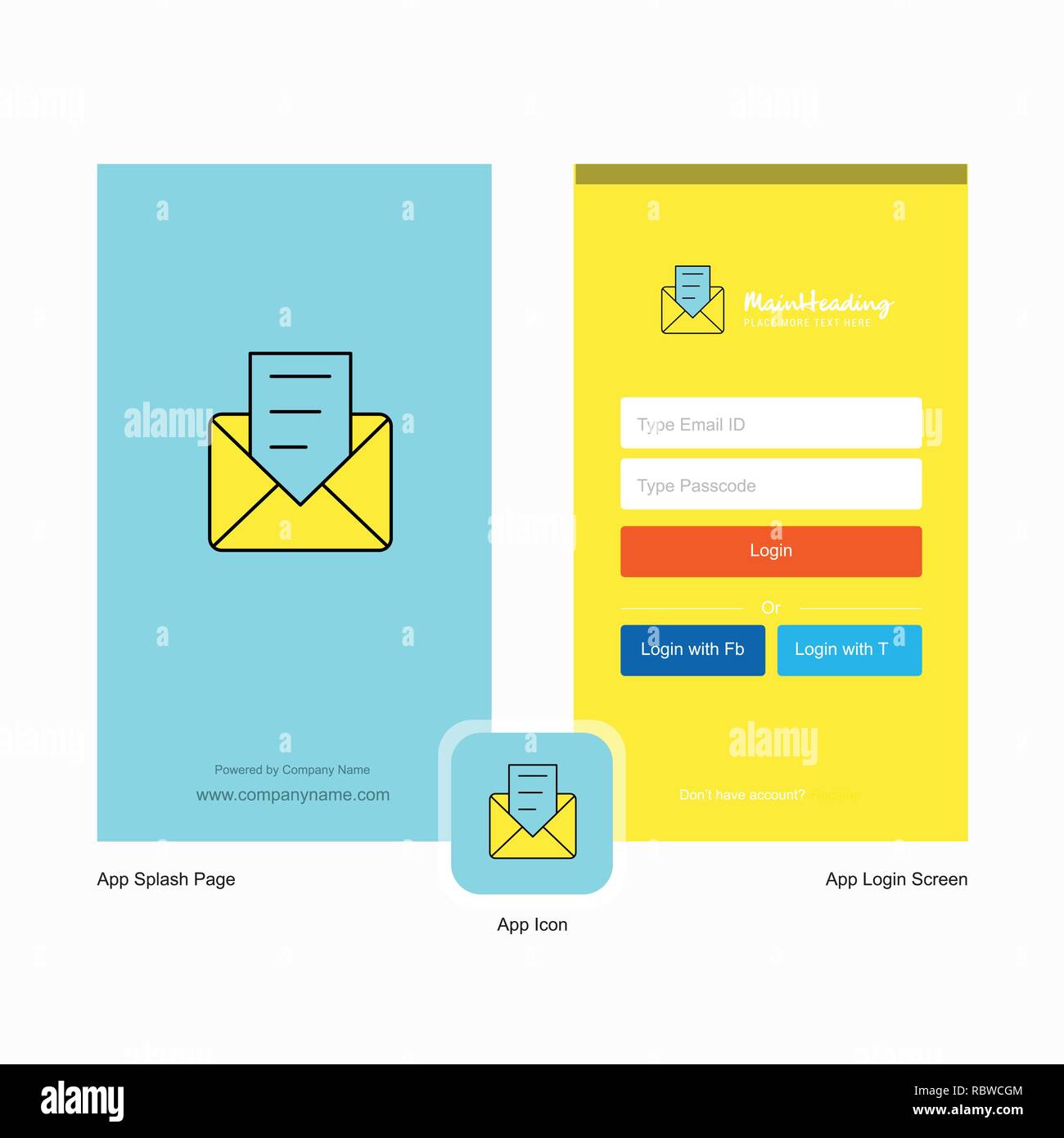 Company Message Splash Screen and Login Page design with Logo template ...