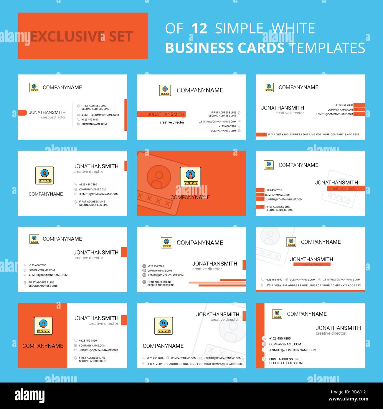 set of 12 user profile creative busienss card template
