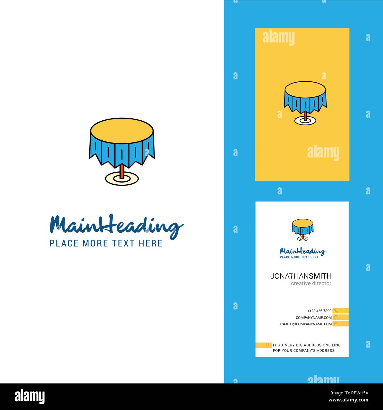Round table Creative Logo and business card. vertical Design Vector