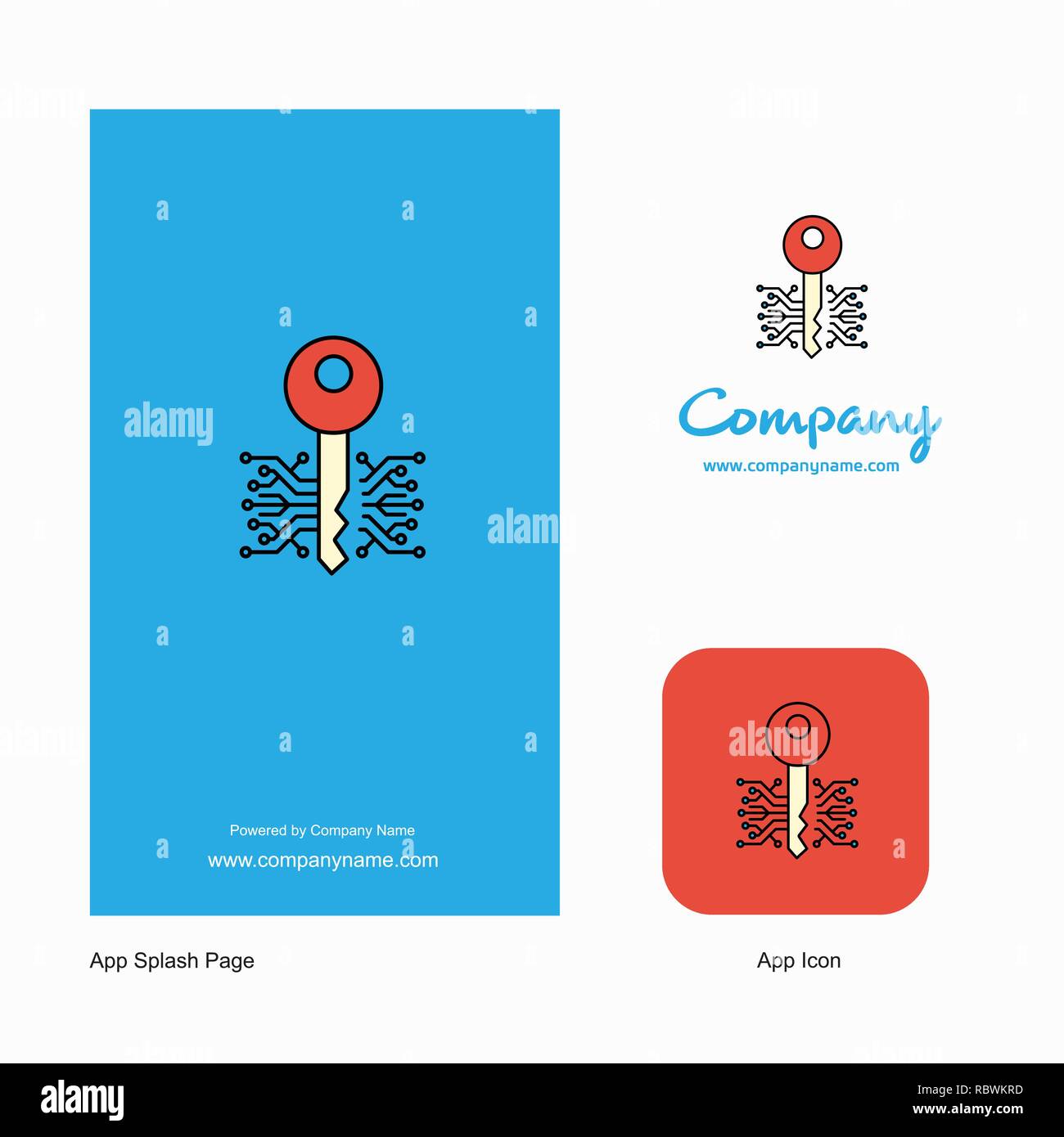Key Company Logo App Icon and Splash Page Design. Creative Business App