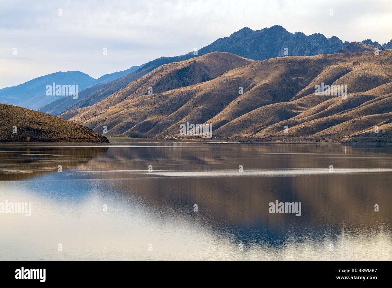 Hills surrounding Topaz Lake on the Nevada California border, USA Stock