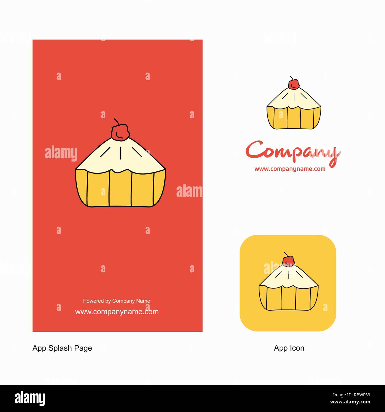 Cake Company Logo App Icon and Splash Page Design. Creative Business