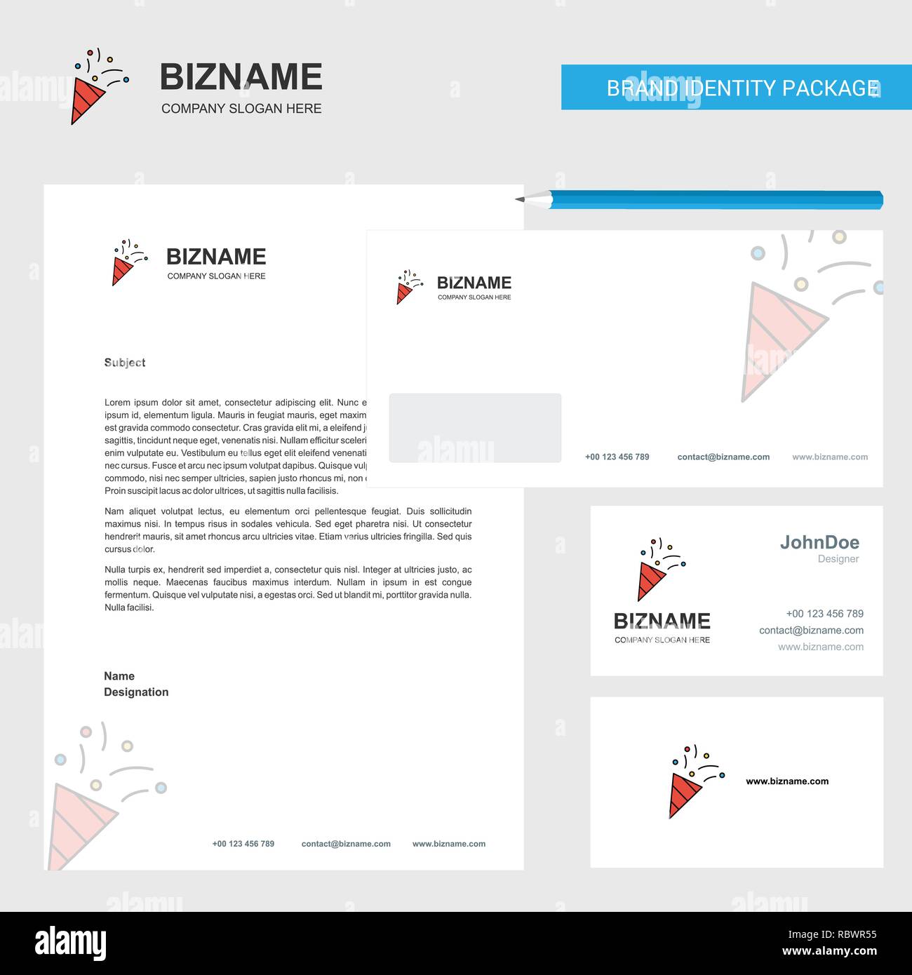 Decorations Business Letterhead, Envelope and visiting Card Design Within Business Card Letterhead Envelope Template