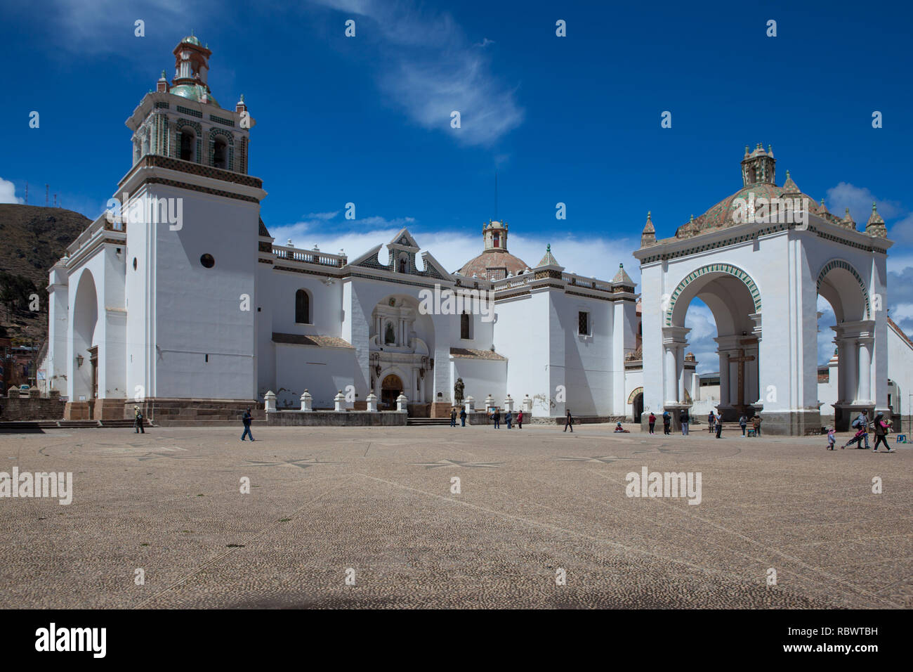 The moorish style Basilica of Our Lady of Copacabana was built in the 16th century and is decorated with domes and traditional azulejo tiles. Stock Photo