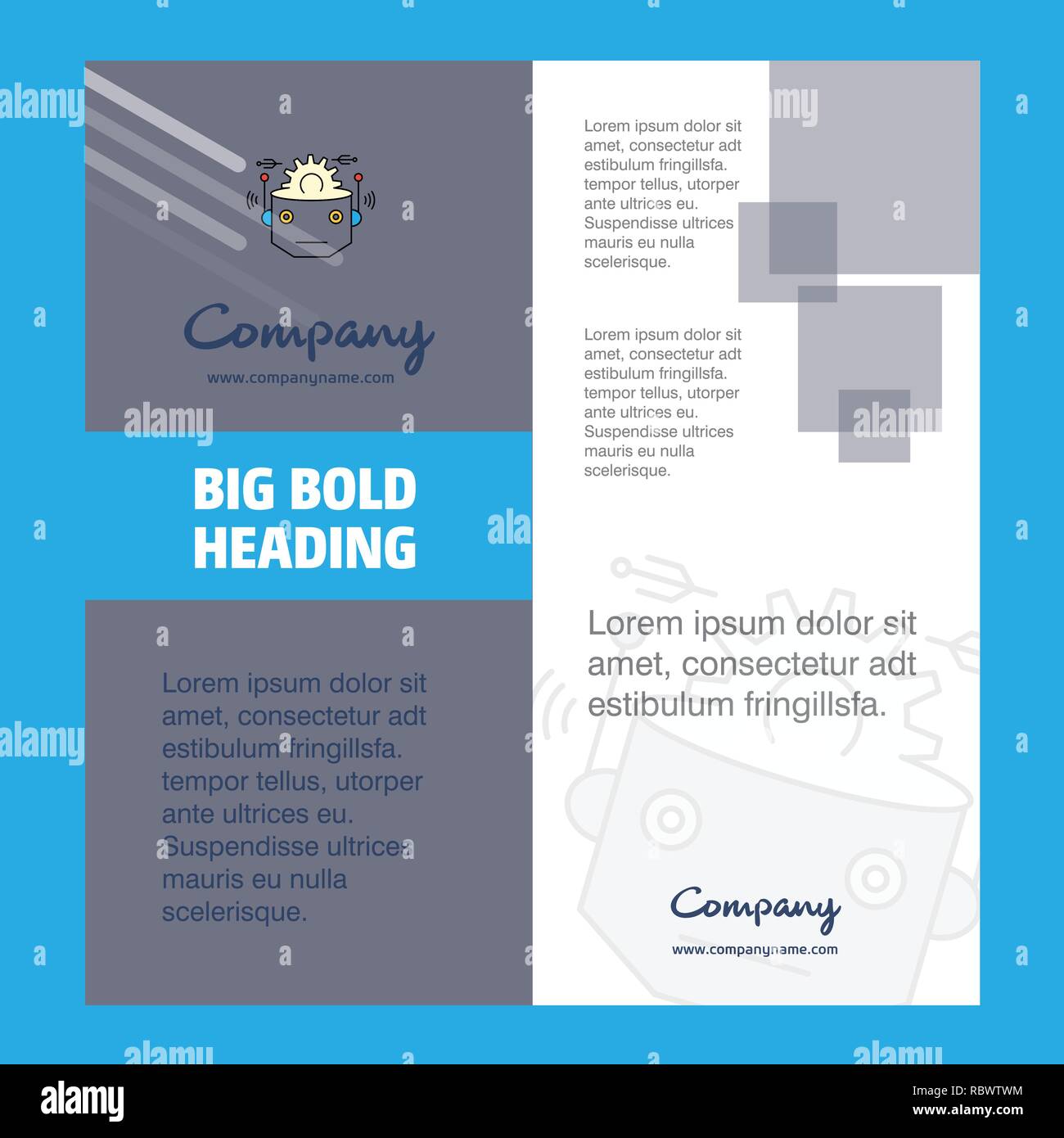 Robot Company Brochure Title Page Design. Company profile, annual