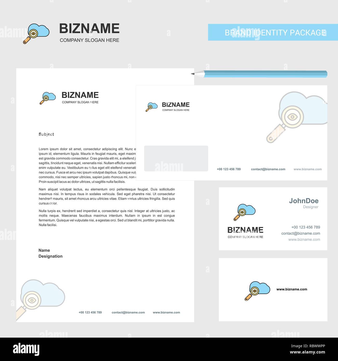 Search On Cloud Business Letterhead Envelope And Visiting Card Design Vector Template Stock Vector Art Illustration Vector Image 231065038 Alamy