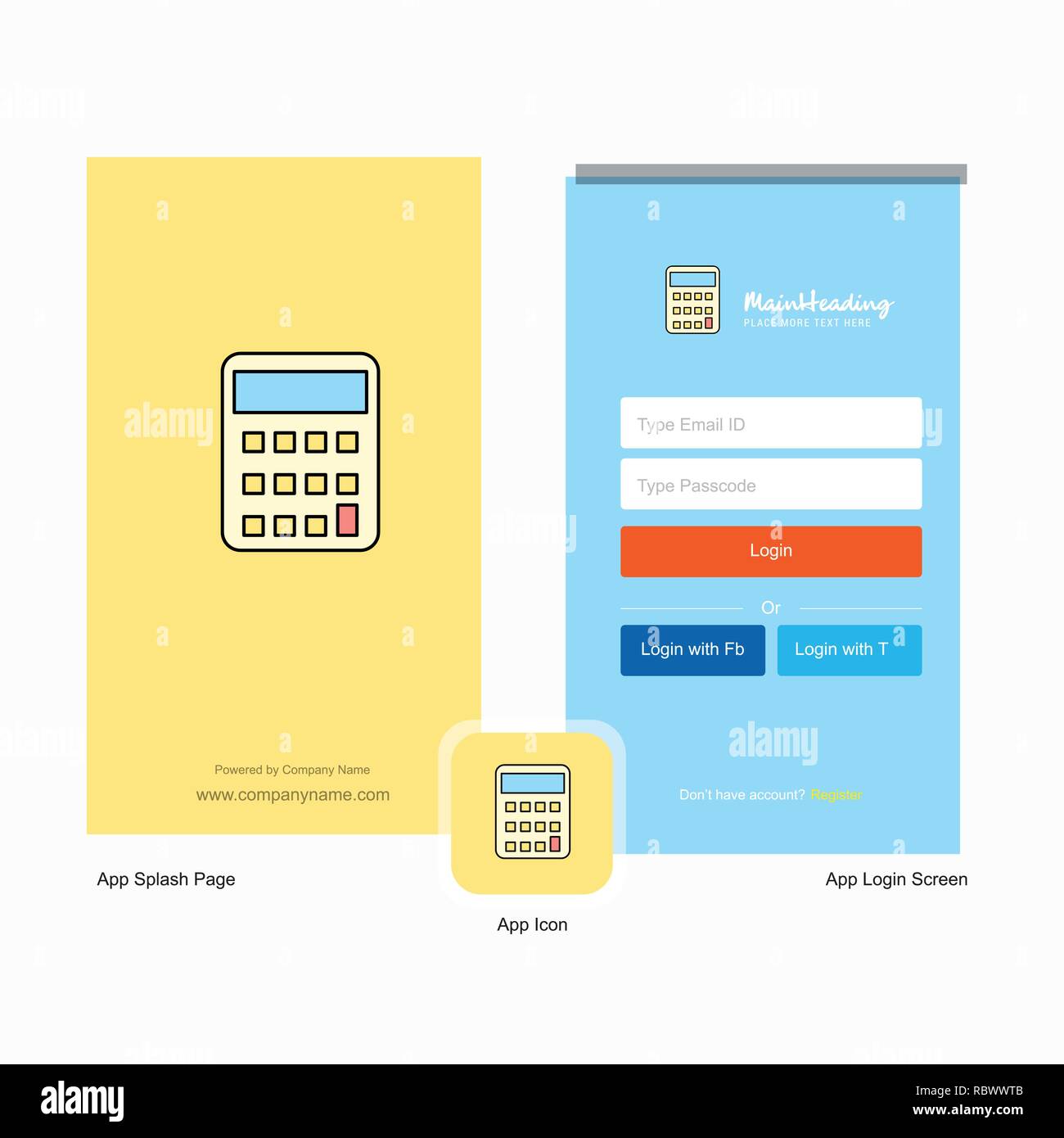 Company Calculator Splash Screen and Login Page design with Logo ...