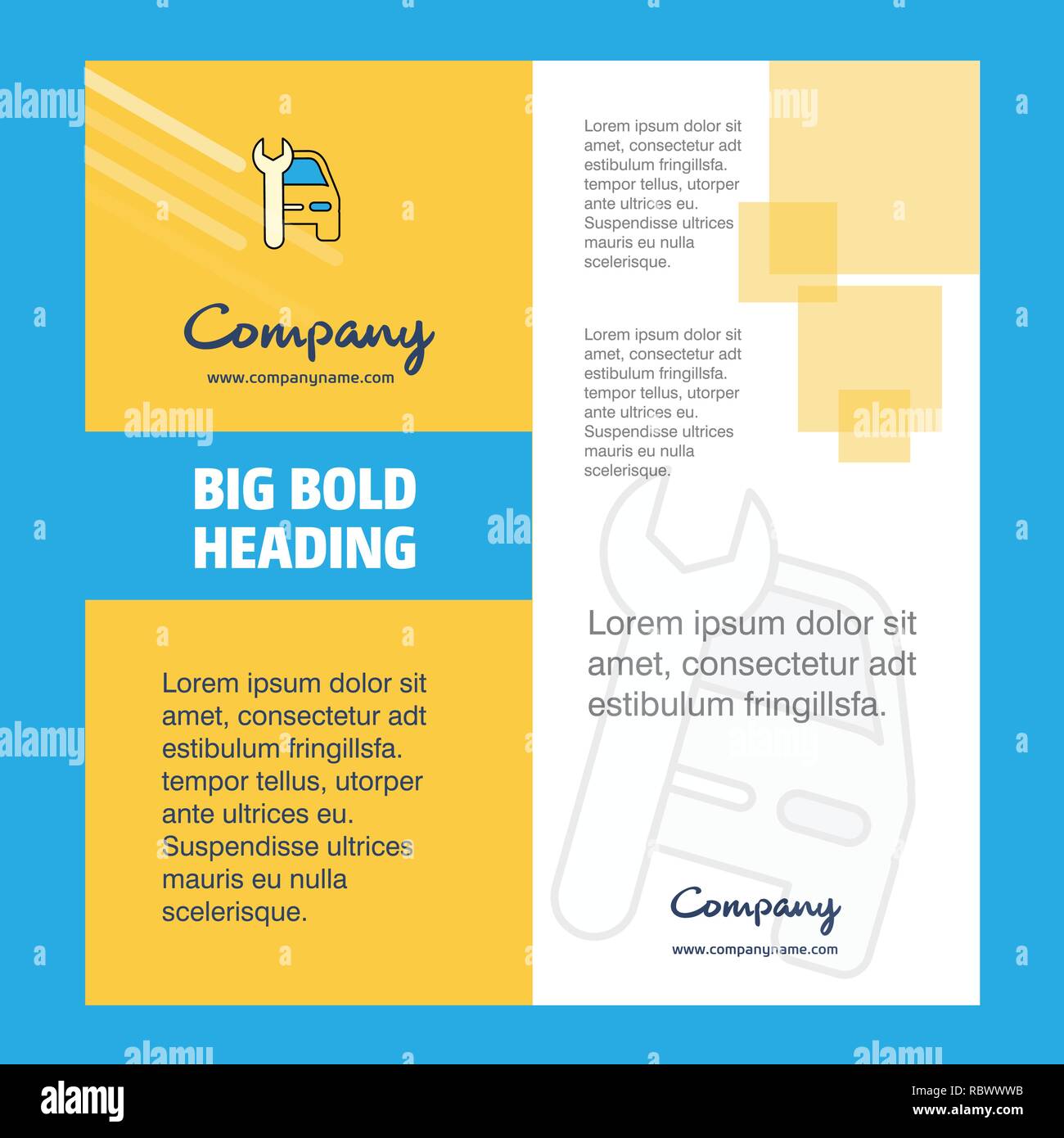 Car garage Company Brochure Title Page Design. Company profile, annual