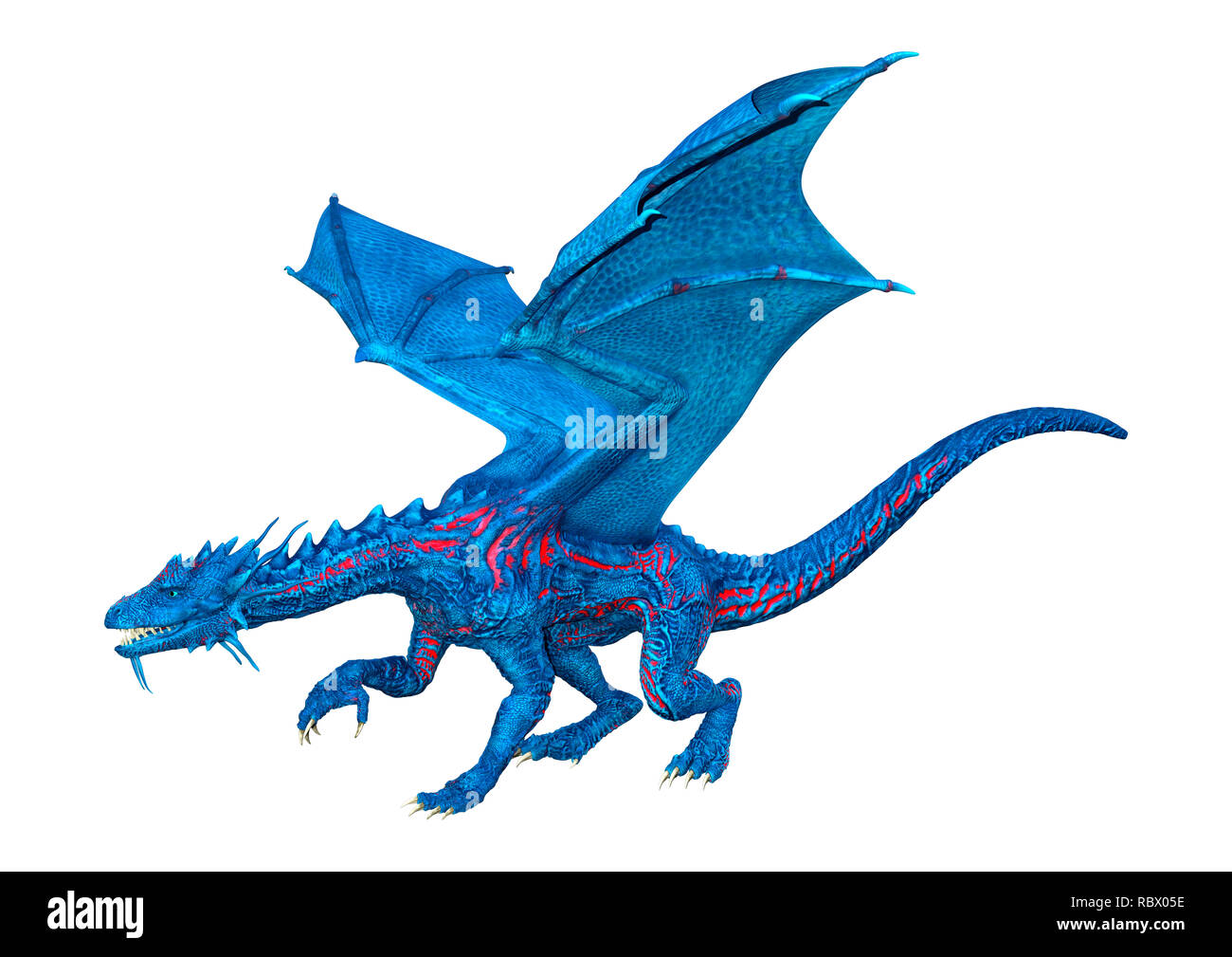 3D rendering of a blue fantasy dragon isolated on white background ...