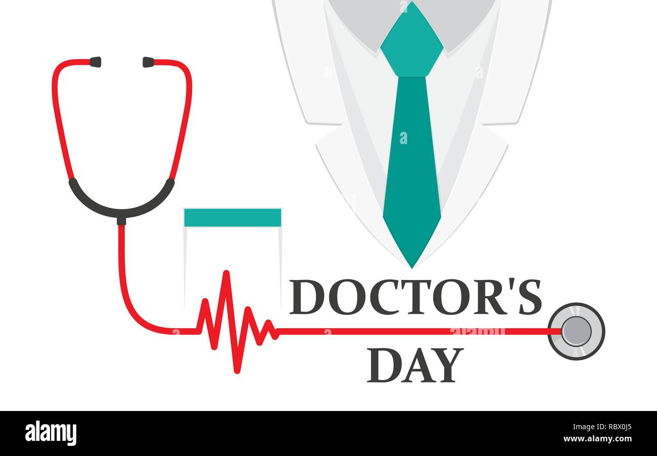 A doctors suit or lab coat with stethoscope in flat design. Vector ...