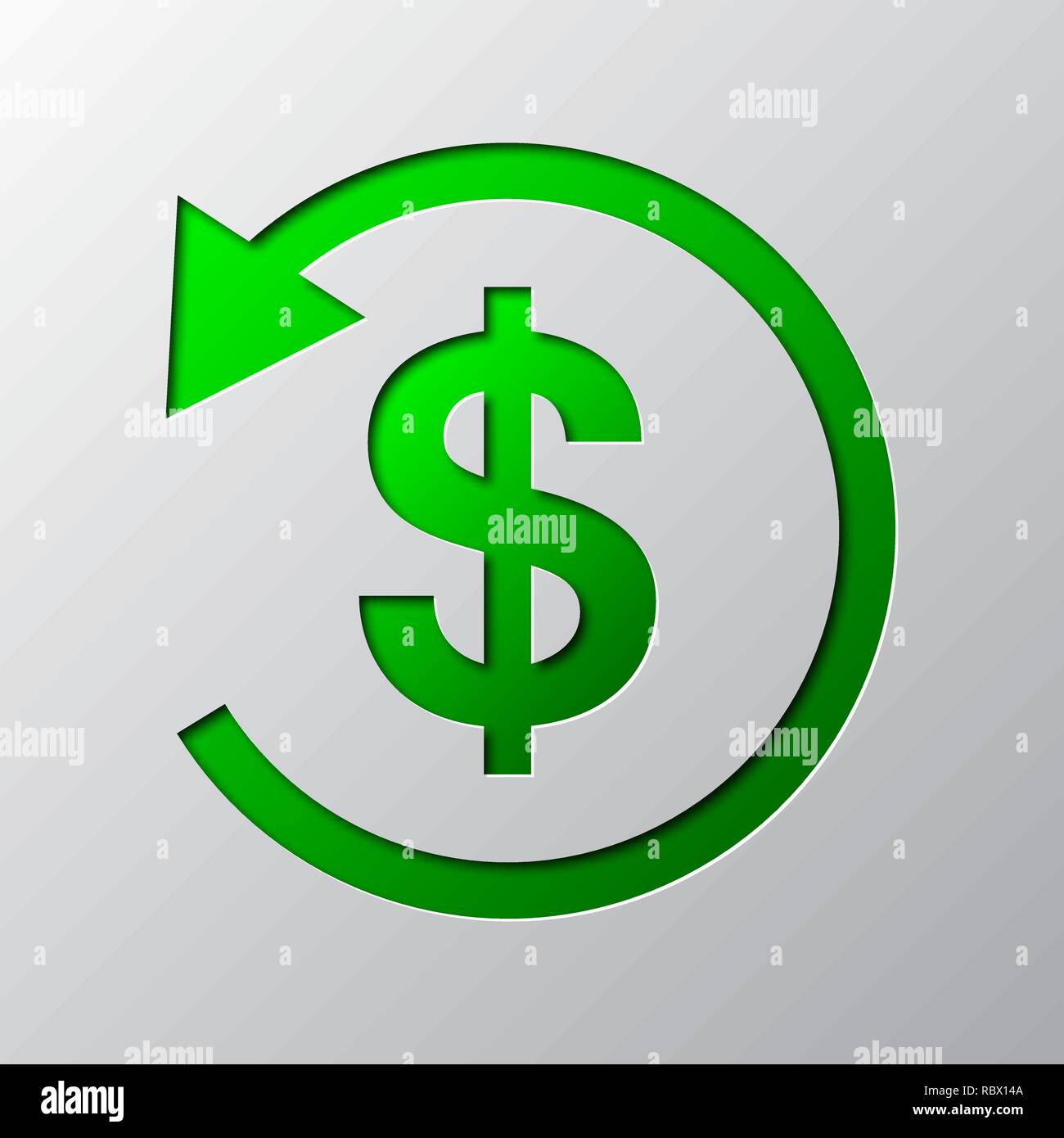 Paper Art Of The Green Cash Back Symbol Isolated Vector
