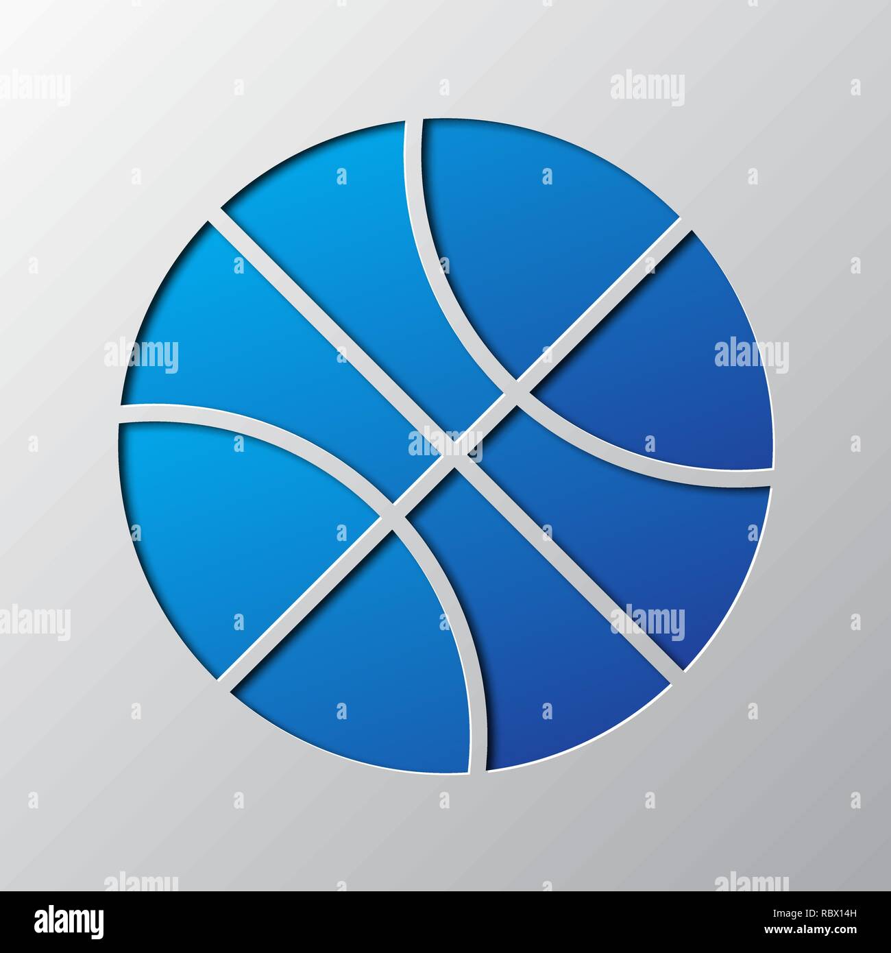 Paper art of the blue ball isolated. Vector illustration. Ball icon is cut from paper. Stock Vector