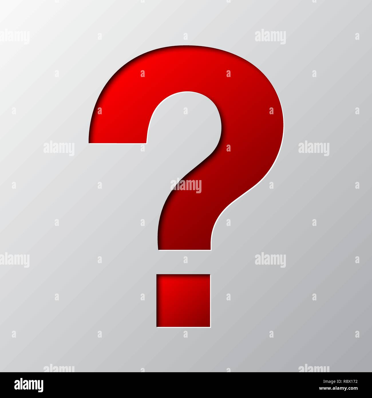 Paper art of the red question mark isolated. Vector illustration. Question mark is cut from paper. Stock Vector