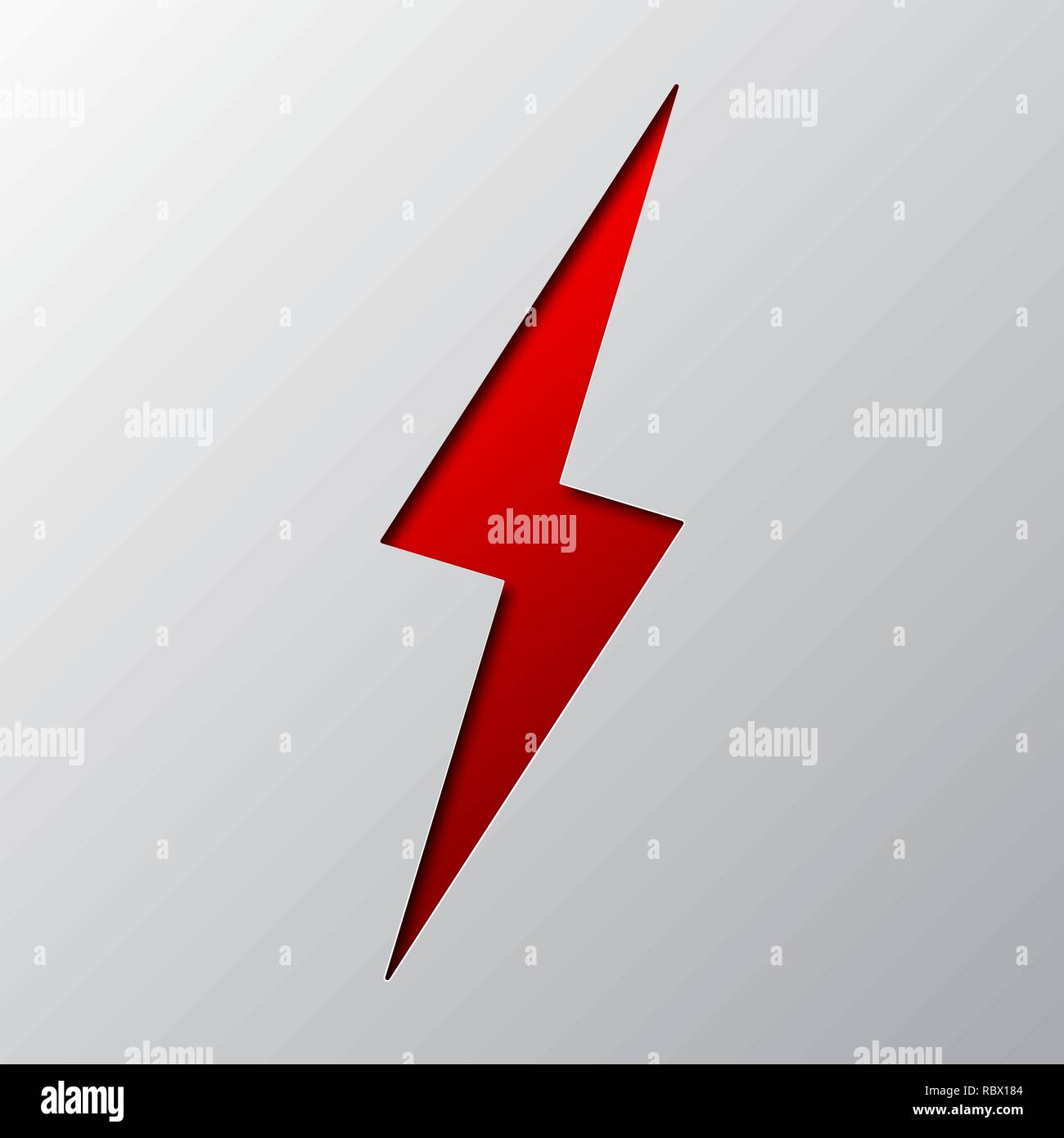 Paper art of the red lightning isolated. Vector illustration. Lightning is cut from paper. Stock Vector