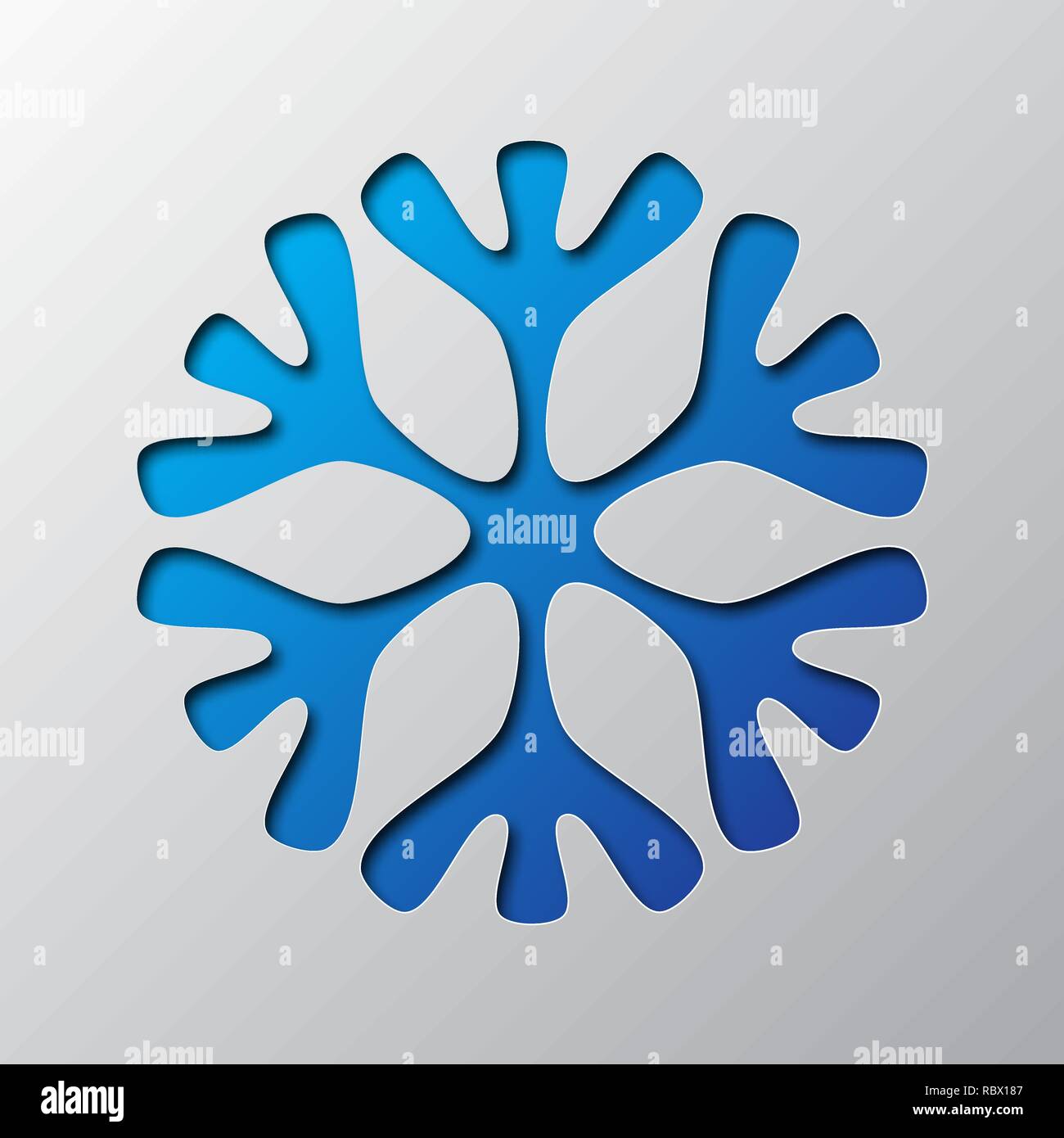 Paper art of the blue snowflake isolated. Vector illustration ...