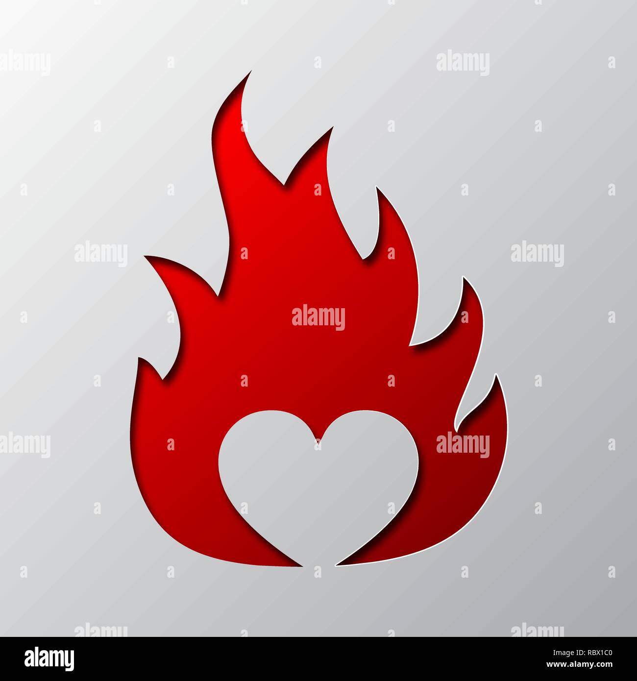 Paper art of the red fire isolated. Vector illustration. Flame is cut from paper. Stock Vector