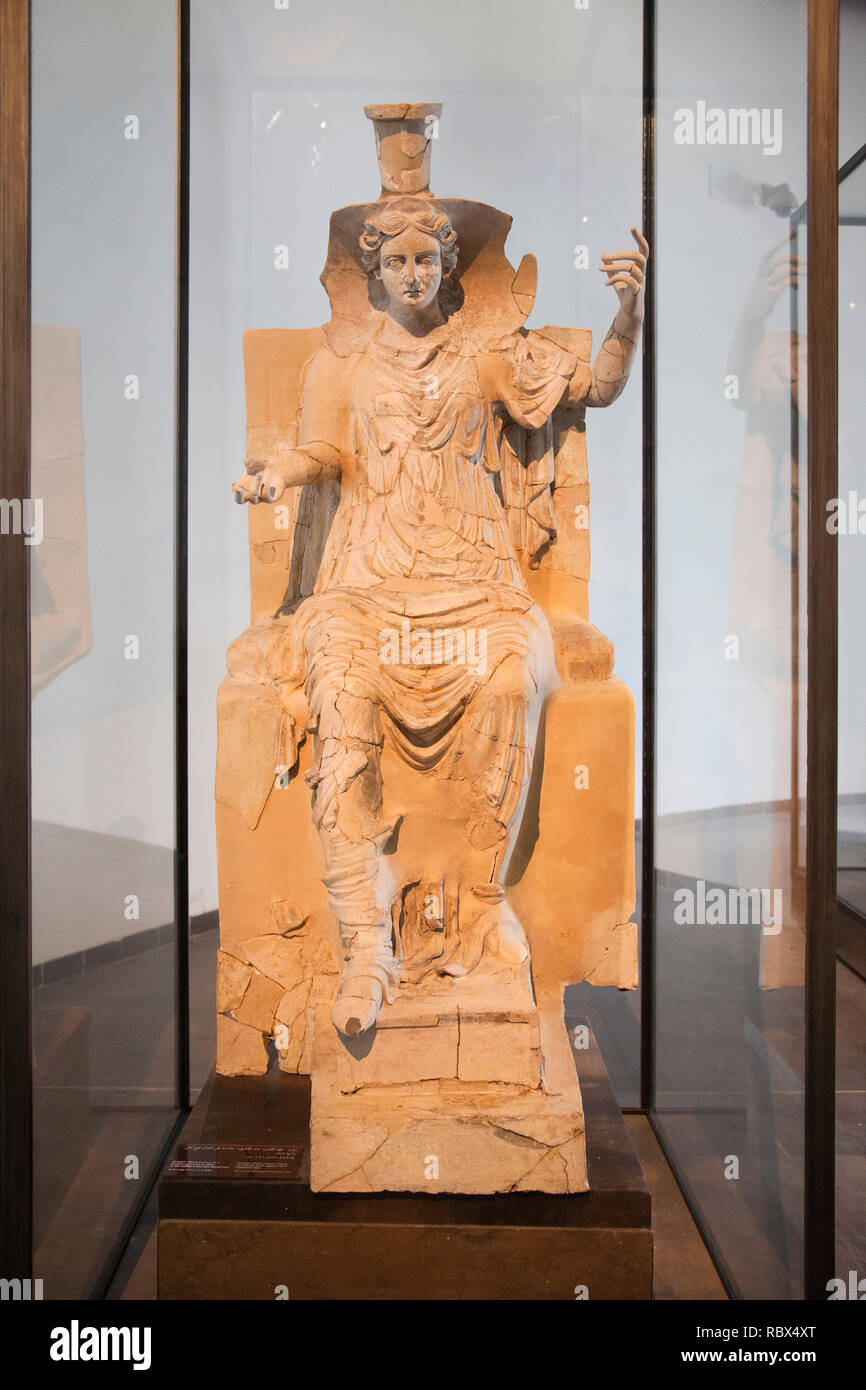 Statue of Demeter Greek goddes sitting on a throne, end of 2th beginning of 1th century BC, Bardo National Museum, Tunis, Tunisia, Africa Stock Photo