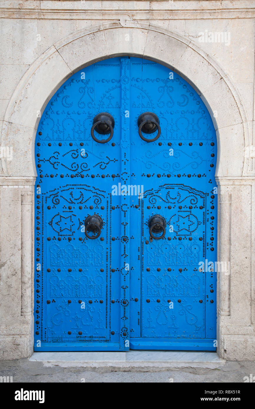 Door of the ancient Hospital Aziza Othmana, door, Tunis, Tunisia, Africa Stock Photo