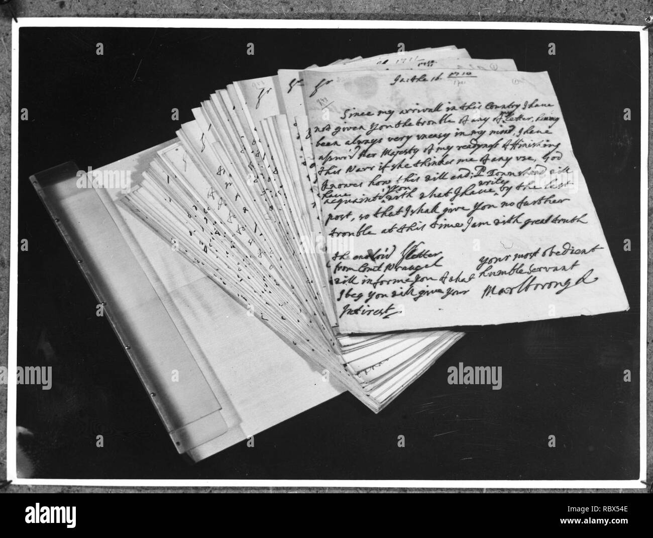 Aantal brieven van de Hertog van Marlborough, afkomstig uit het archief van raad, Bestanddeelnr 900-0340. Stock Photo