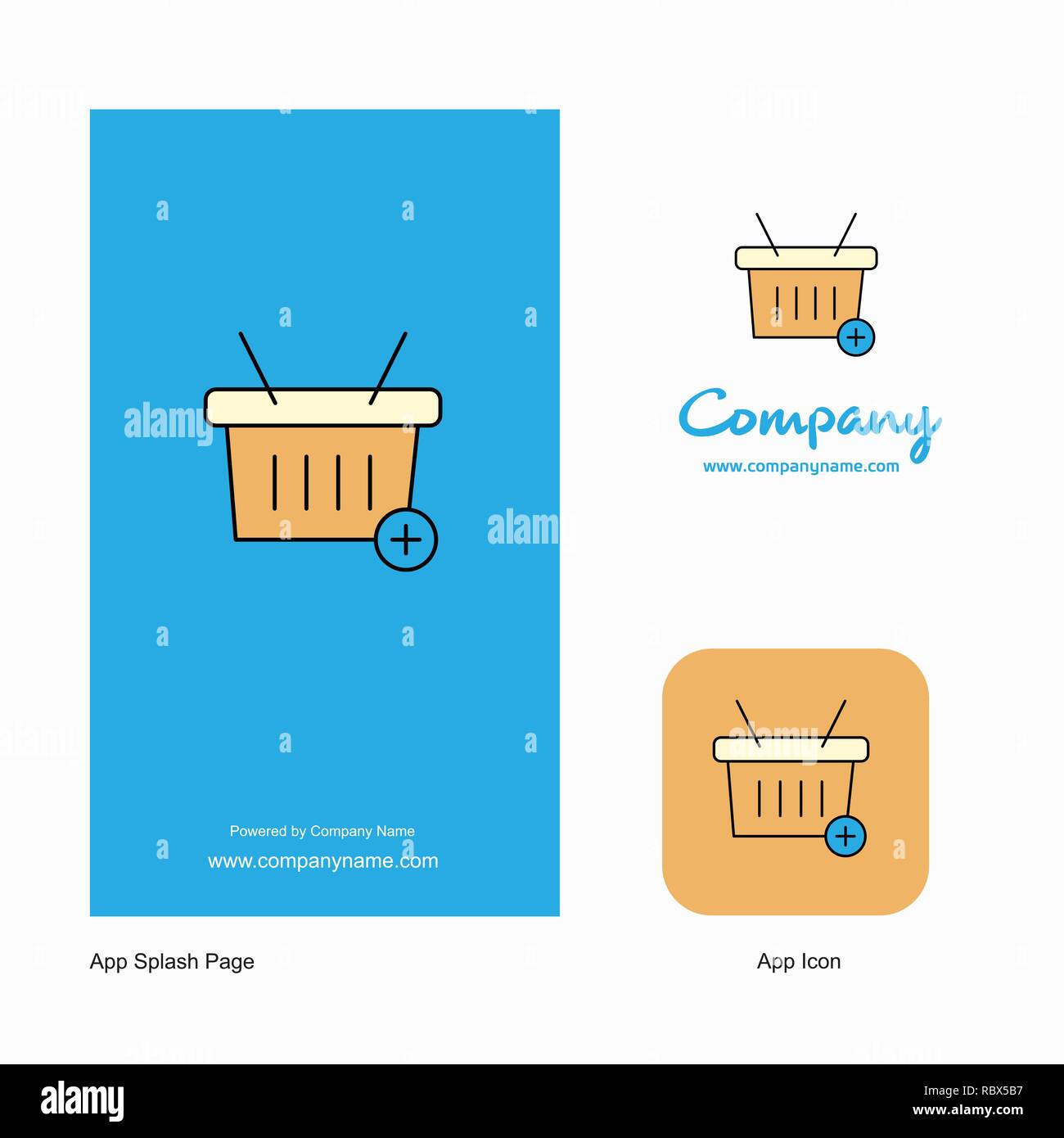Basket Company Logo App Icon and Splash Page Design. Creative Business App Design Elements Stock