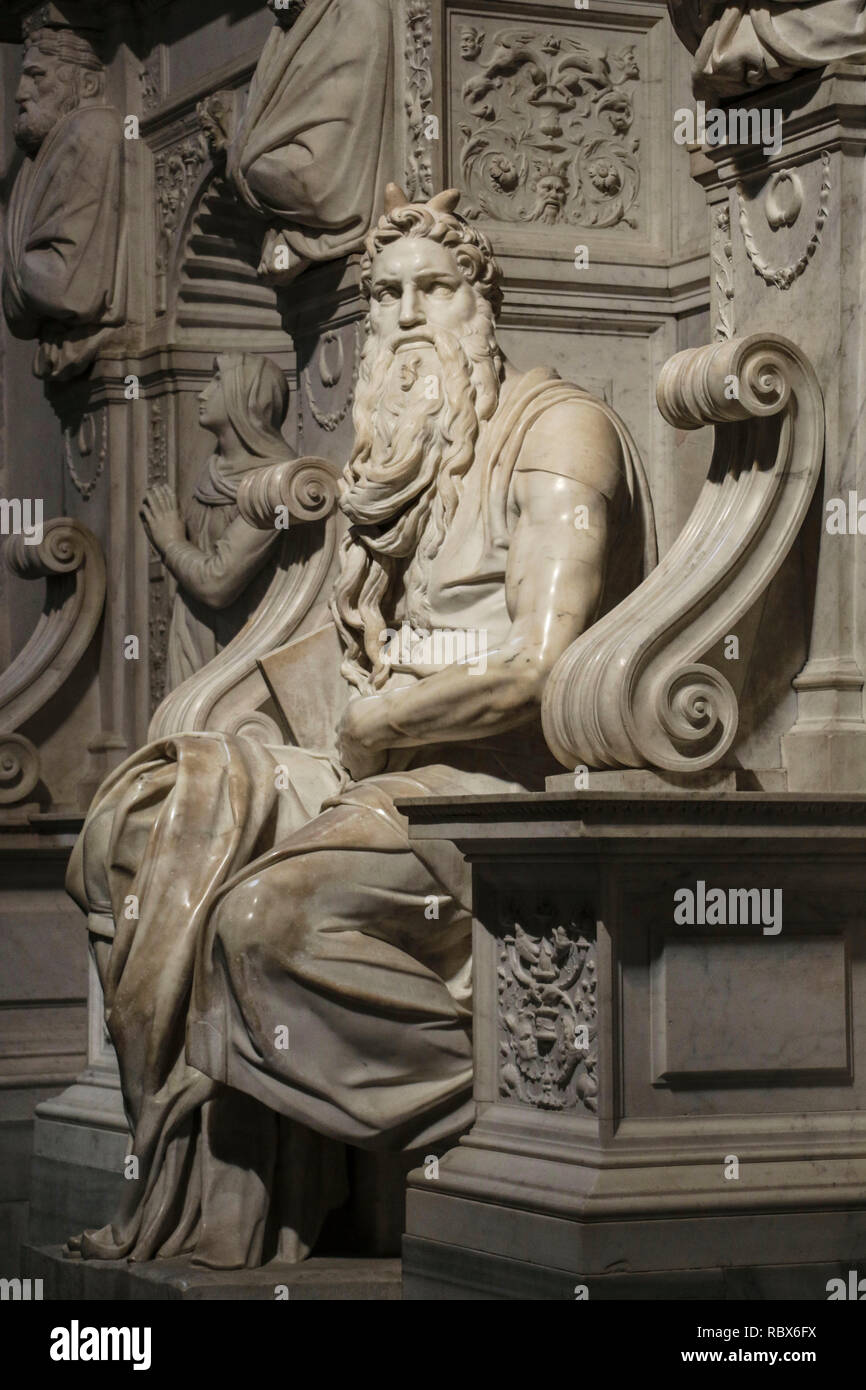 Moses Rome ROME, ITALY- JULY 11, 2017: One of the most famous sculptures in the ...