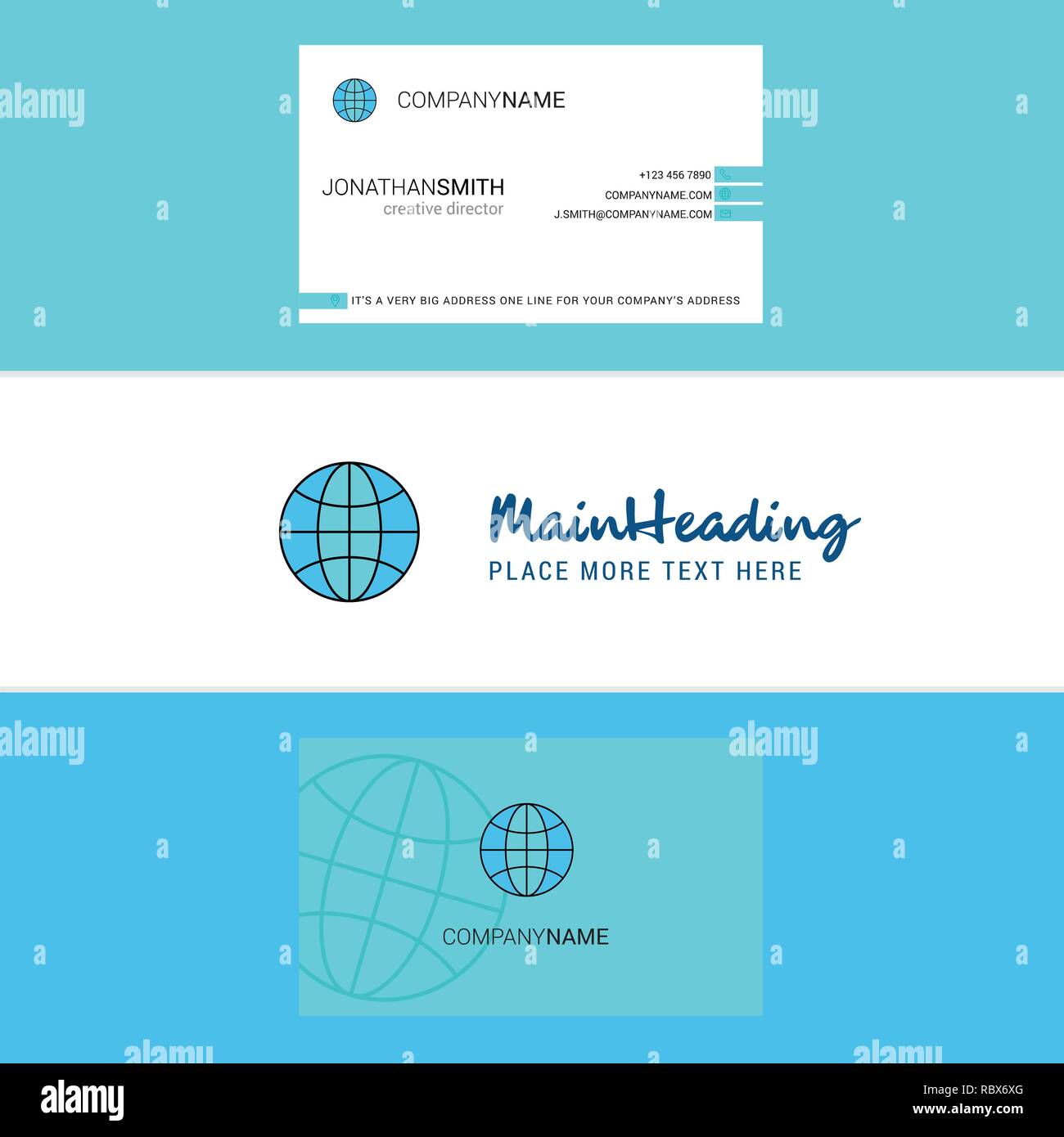 Beautiful Globe Logo and business card. vertical Design Vector Stock ...