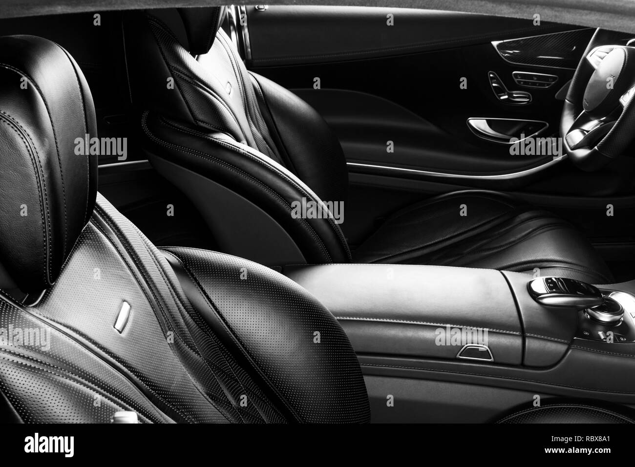 Modern Luxury car inside. Interior of prestige modern car. Comfortable