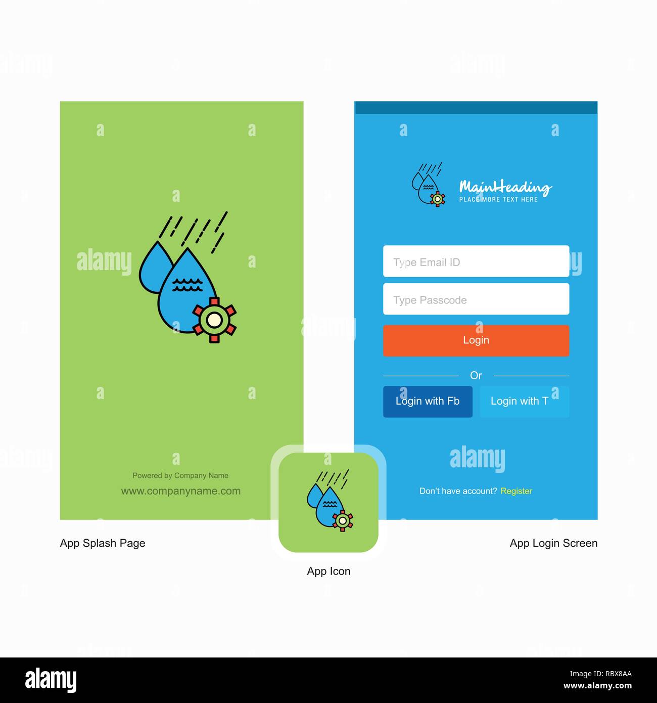 Company Water control Splash Screen and Login Page design with Logo