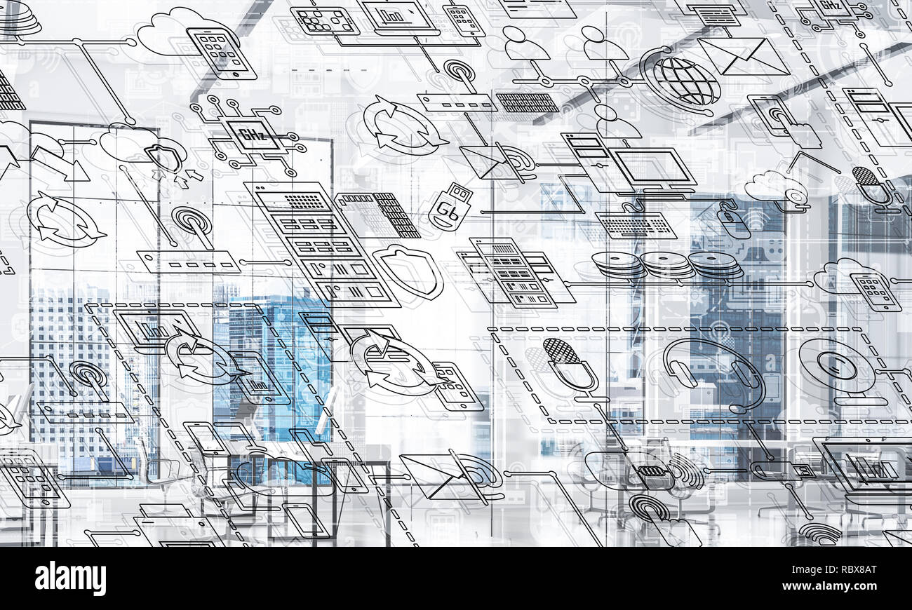 Technology background image with media interface as connection a Stock ...