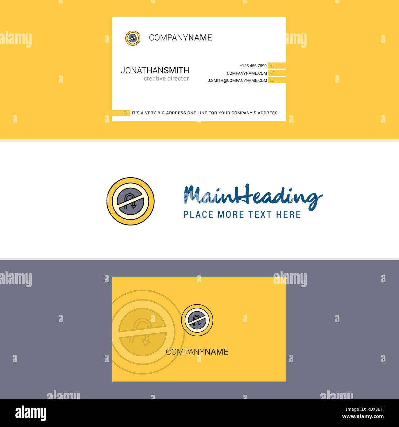 Beautiful No U Turn Road Sign Logo And Business Card Vertical